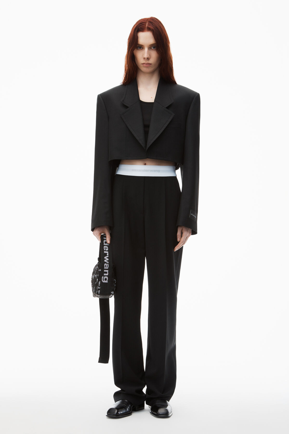 High-Waist Pleated Pant with Logo Elastic | Alexander Wang