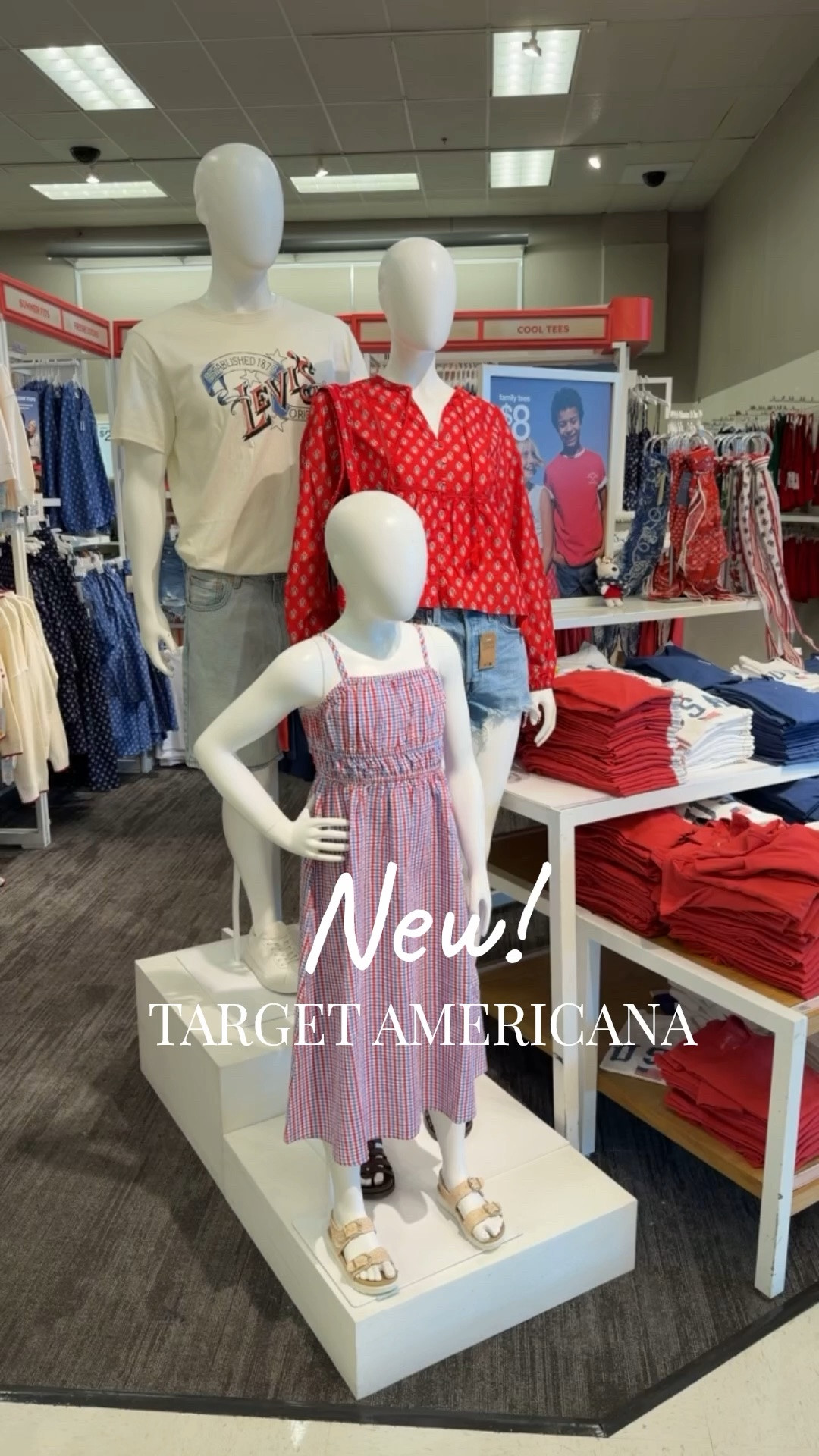New Target Americana collection just dropped! USA flag theme sweaters, tees and sweatshirts plus dresses, skirts and shorts for the whole family! #targetstyle