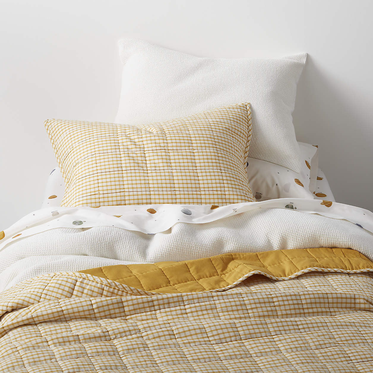 Yellow Windowpane Plaid Kids Twin Quilt + Reviews | Crate & Kids | Crate & Barrel