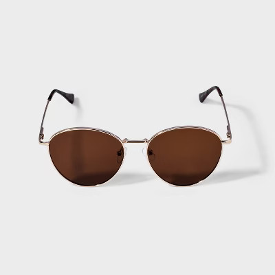 Women's Round Metal Sunglasses - A New Day™ Gold | Target