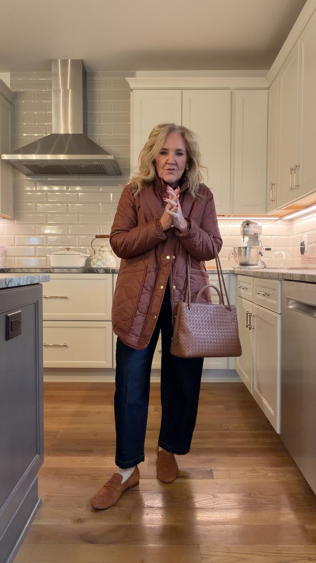 Jeans size 1.0 reg 
Cotton top size medium 
I’ll link a similar belt 
Loafers tts with socks 
New Julie Vos color! Love the green paired with the blue chalcedony 
Coat size medium but size up if you want to wear a sweater underneath 


#LTKSaleAlert #LTKPetite #LTKOver40