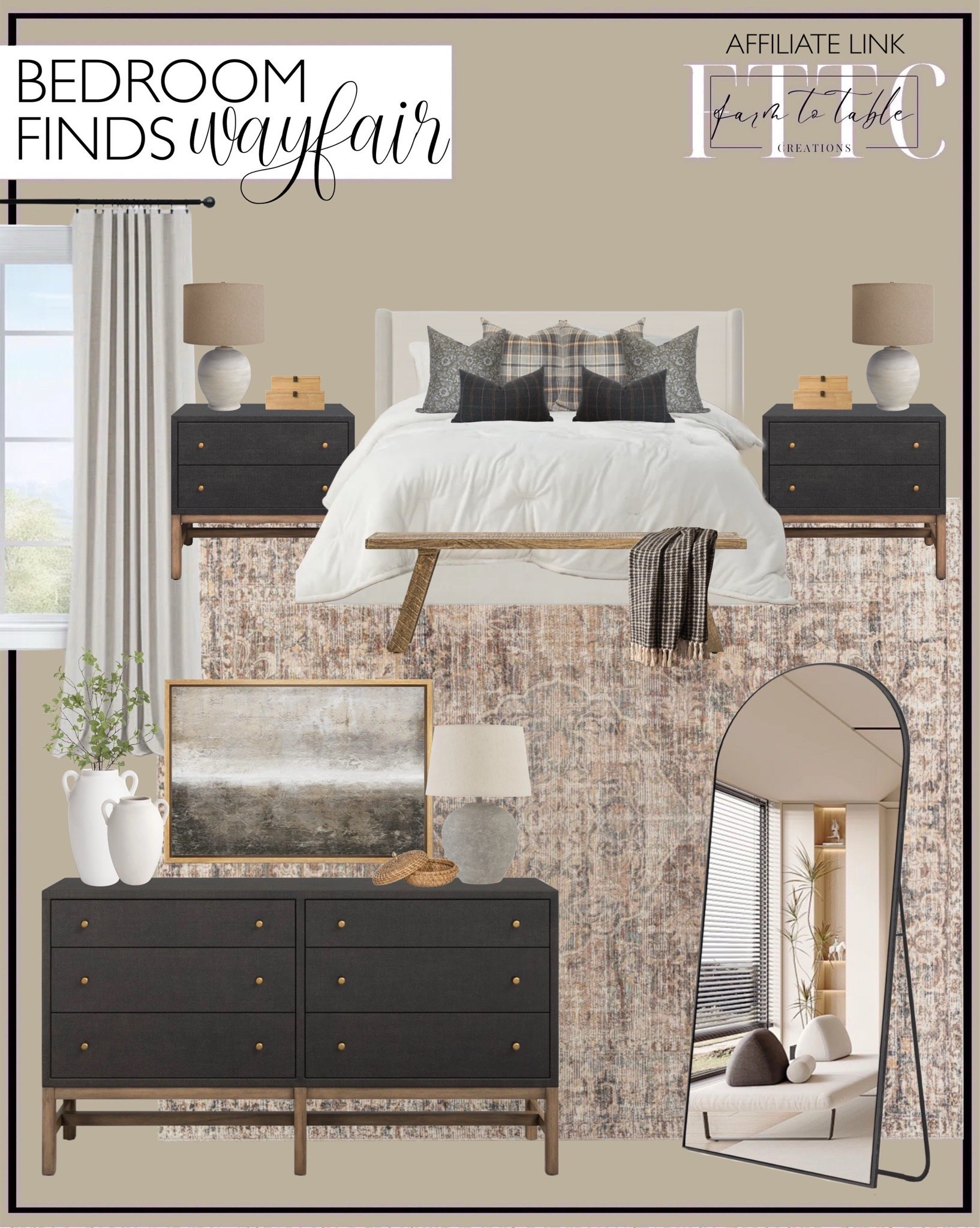 Wayfair Bedroom Finds. Follow @farmtotablecreations on Instagram for more inspiration.

Hakana 6 Drawer Raffia Dresser. Hakana 2 - Drawer Raffia Nightstand. King Upholstered Wingback Bed. Wait Oh What Coma Inducer Microvelvet Oversized Comforter Set. Becki Owens x Livabliss Marlene Vintage Dark Brown Area Rug. Linen Textured Thermal 100% Blackout Curtains for Bedroom. Audelio Unfinished Rustic Solid Wood Bench. Malesha Modern Arched Full Length Metal Floor Mirror Standing Mirror. Minimal Landscape " Minimal Brown Brush Stroke Pastel Abstract Landscape Contemporary Art Living Room Office. Arboles Ceramic Table Lamp. Skila Composite Table Lamp. Fleetwood 2 Piece Handmade Wooden Decorative Box Set. Amelia Wicker Decorative Box. Theola Handmade Ceramic Table Vase. 2 Pcs Artificial Greenery Stems. Stonewall Throw Blanket. Pillow covers. 

Living Room | Bedroom Furniture | nightstands | Home Decor| Fireplace Decor | Spring Refresh |  Bedroom Finds | Neutral Stems | Spring Stems | Bookshelf Decor | Bedroom Space | Cozy Corner | Bathroom | Curated Entryway | Spring  Decor | End of Year Clearance | Trending Decor | Viral Decor | Amazon Holiday | Bedroom corner | Coffee Table Decor | Neutral Decor | Fall Stem Sale | Target Finds | Skinny Bench | Bedroom | Living Room | Breakfast Nook | Amazon Home | Target Sale | Loloi Rugs | Magnolia Home | console table | console table styling | faux stems | entryway space | front porch decor | neutral decor | entryway decor | cozy home | affordable decor |  home decor | home inspiration | console styling | entryway rug | cozy moody home | moody home decor | neutral home | bathroom decor | living room | spring decor | Hearth & Hand | Studio McGee




#LTKHome #LTKFindsUnder50 #LTKSaleAlert

#LTKFindsUnder50 #LTKHome #LTKSaleAlert