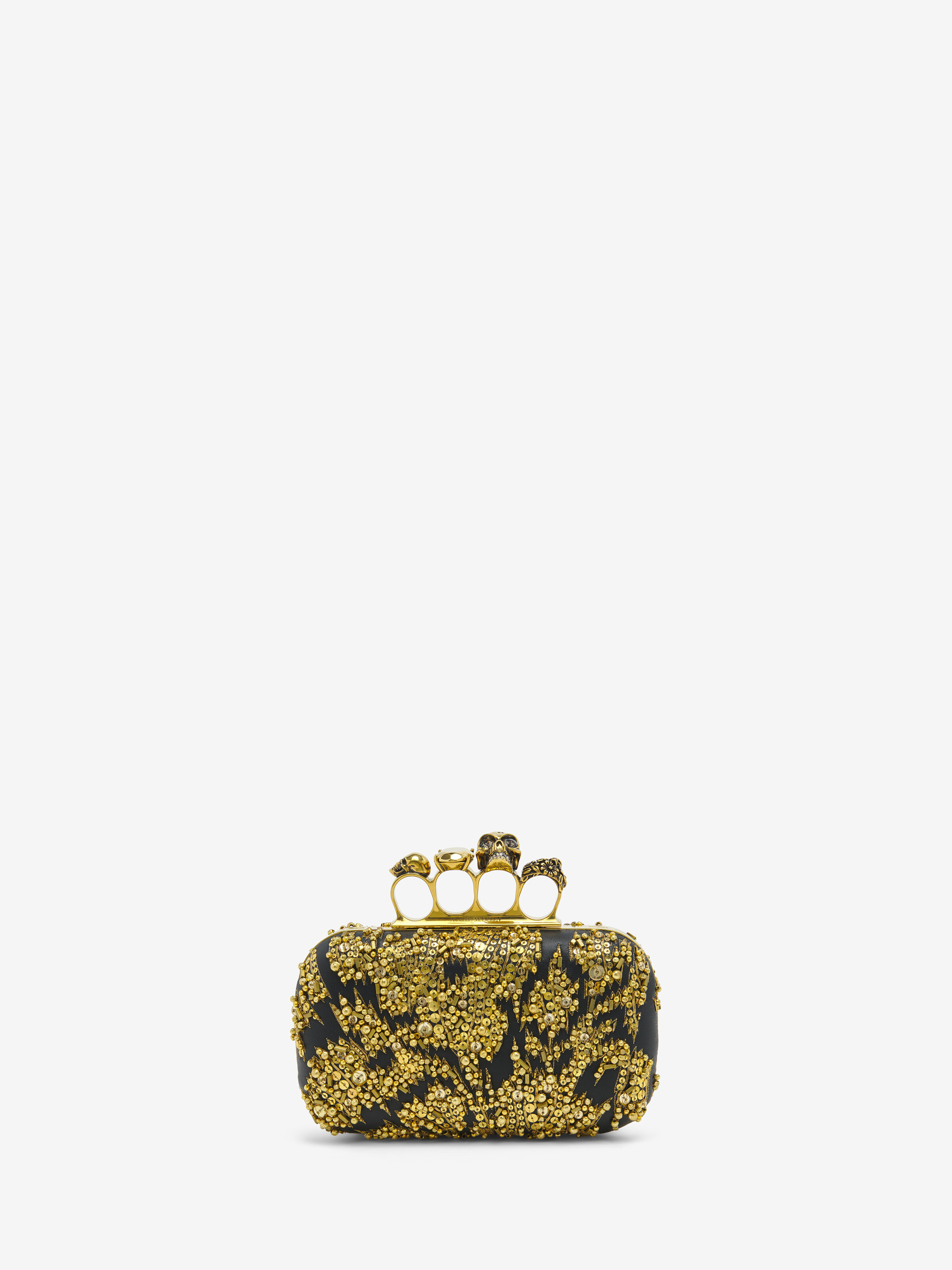 Women's Knuckle Clutch in Black/Gold | Alexander McQueen
