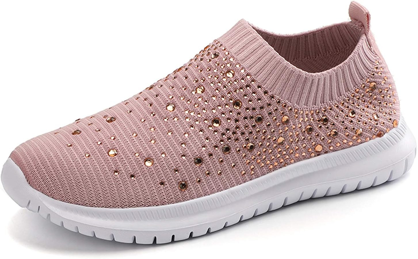 GOSPT Women's Mesh Sport Shoes Rhinestone Glitter Slip On Ballroom Jazz Latin Dance Sock Sneakers | Amazon (US)