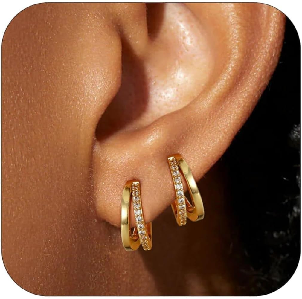 Gold Hoop Earrings for Women,14K Gold Huggie Hoop Earrings for Women Gifts | Amazon (US)