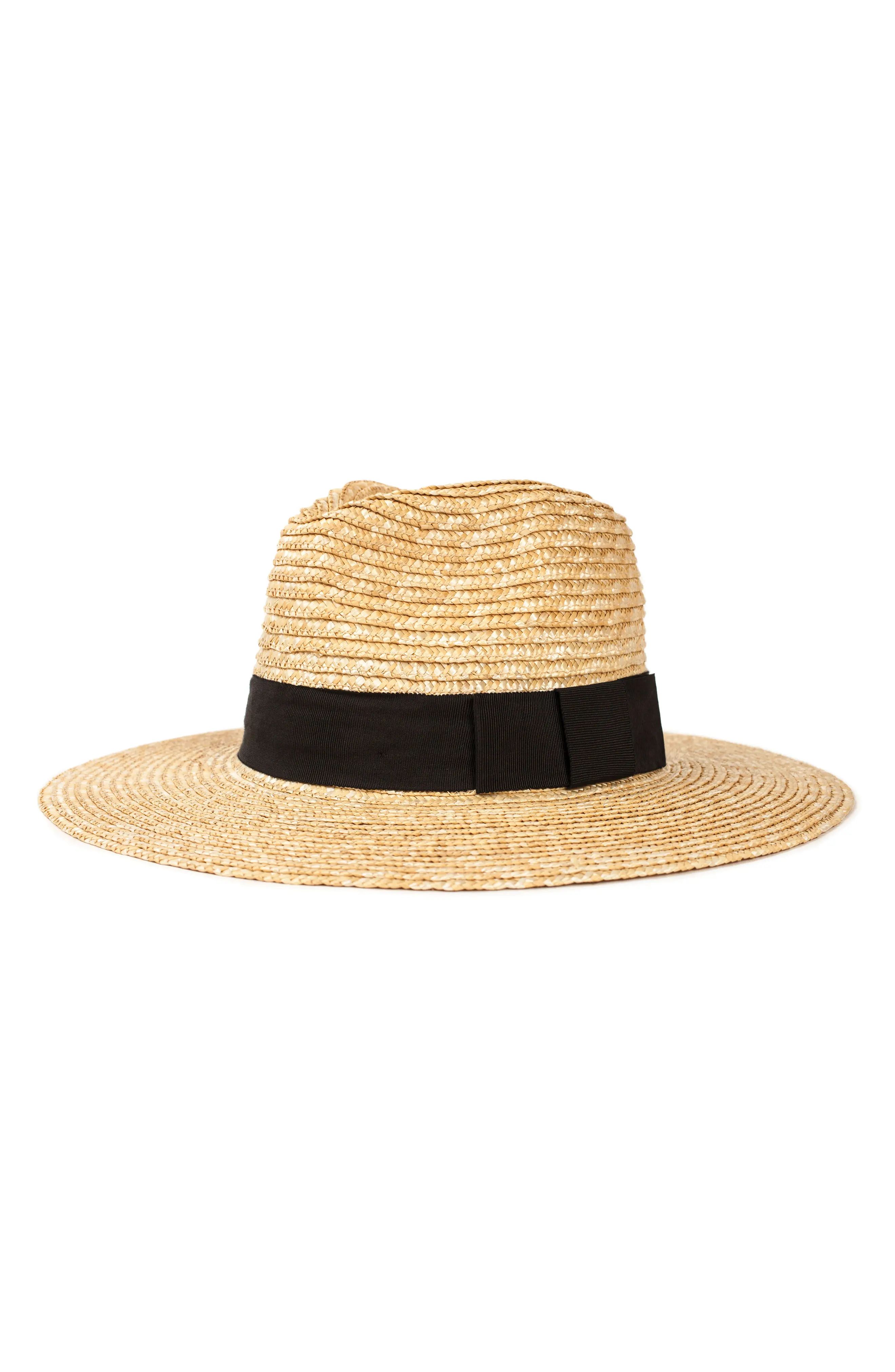 Brixton Joanna Straw Hat, Size Large in Honey/black at Nordstrom | Nordstrom