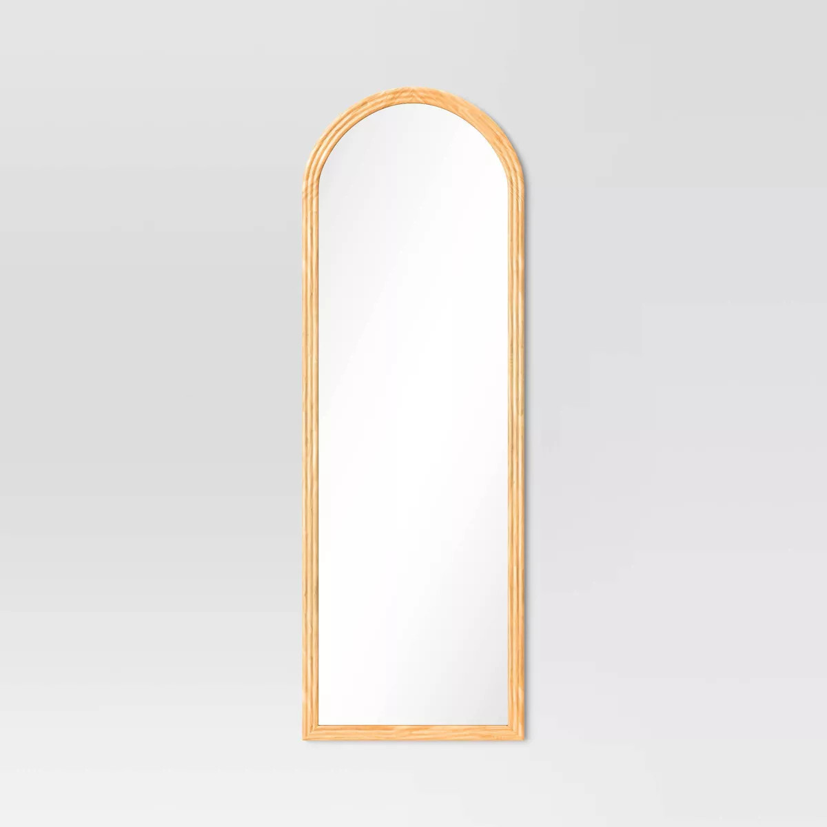 22" x 65" Fluted Arch Floor Mirror Light Natural - Threshold™: Pine Frame, No Assembly Required | Target