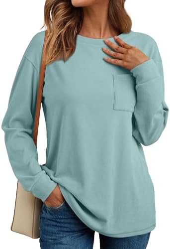 AUTOMET Womens Long Sleeve T Shirts Fall Tops Crewneck Oversized Sweatshirts Winter Cute Clothing... | Amazon (US)