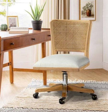 30% off this pretty office chair with upholstery and caned back. 
Target


#LTKhome #LTKsalealert #LTKfindsunder100