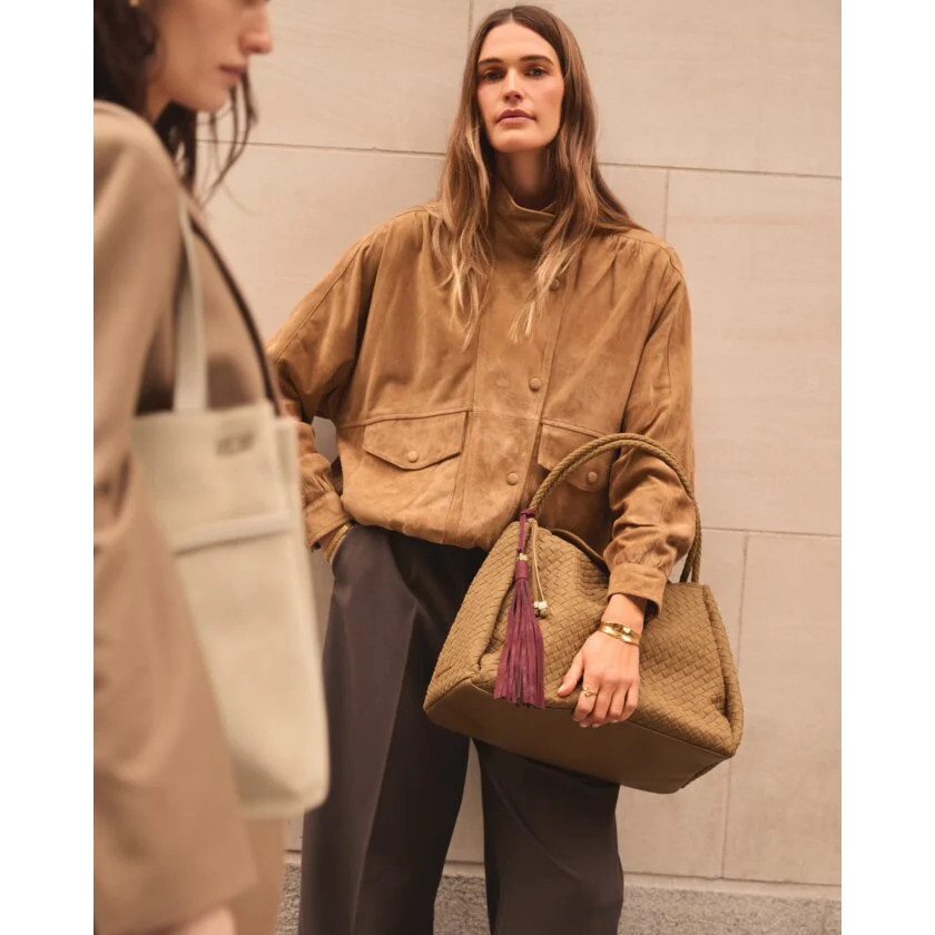 Nova Hand Woven Suedette Large Shoulder Bag in Caramel | Katie Loxton Ltd. (UK)