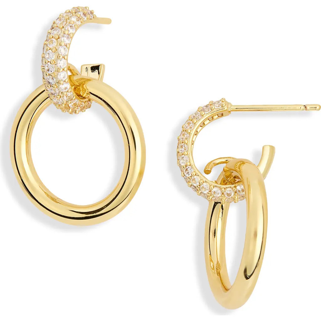 NORDSTROM RACK Demi Fine Cubic Zirconia Frontal Hoop Drop Earrings in Clear- Gold at Nordstrom Rack | Nordstrom Rack