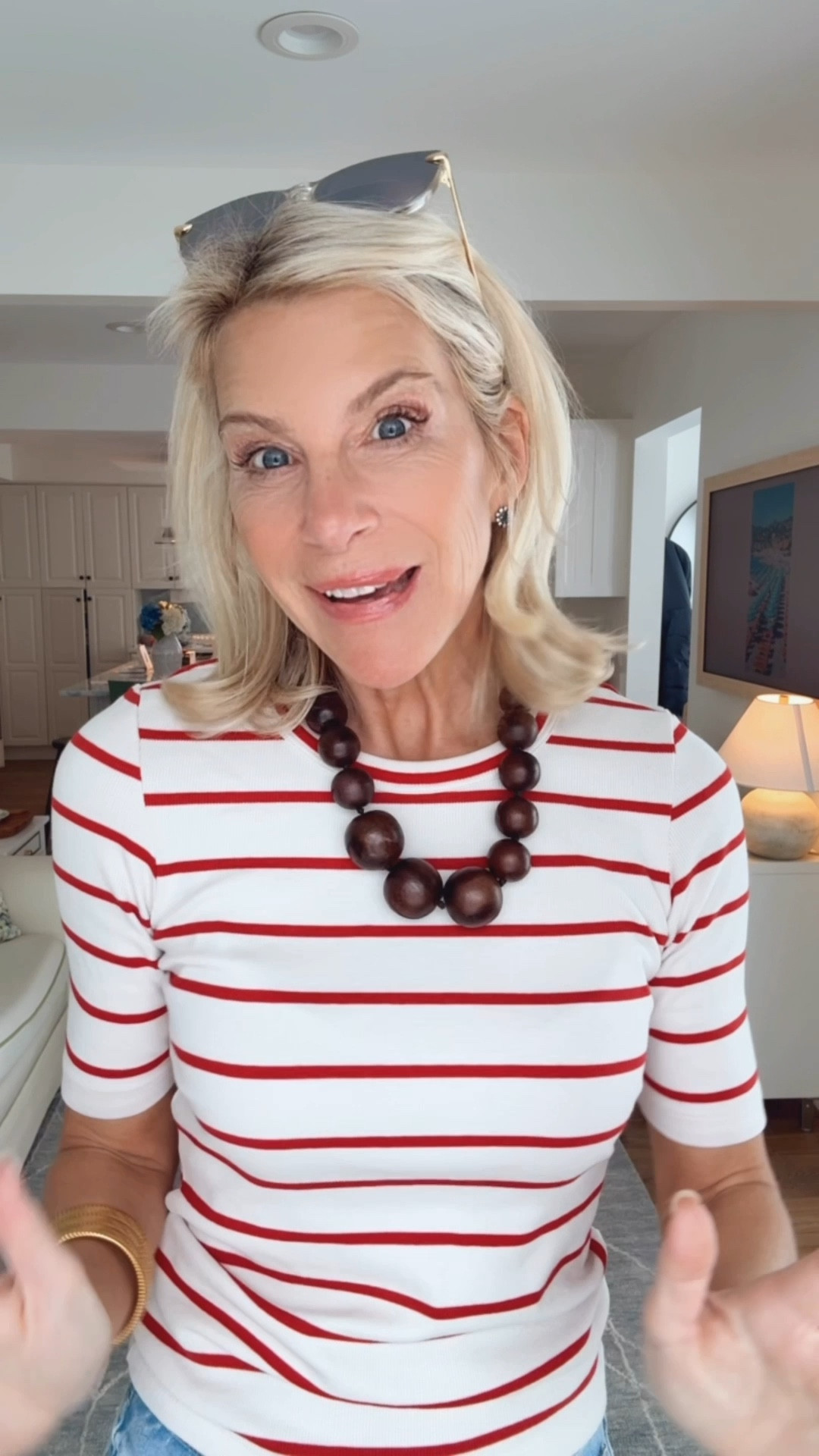 Packing for our trip! I found the perfect striped T-shirt to go with light washed jeans and sneakers. Wait until you see these large brown wooden beads necklace it’s gorgeous.

#LTKOver40 #LTKgrwm #LTKTravel