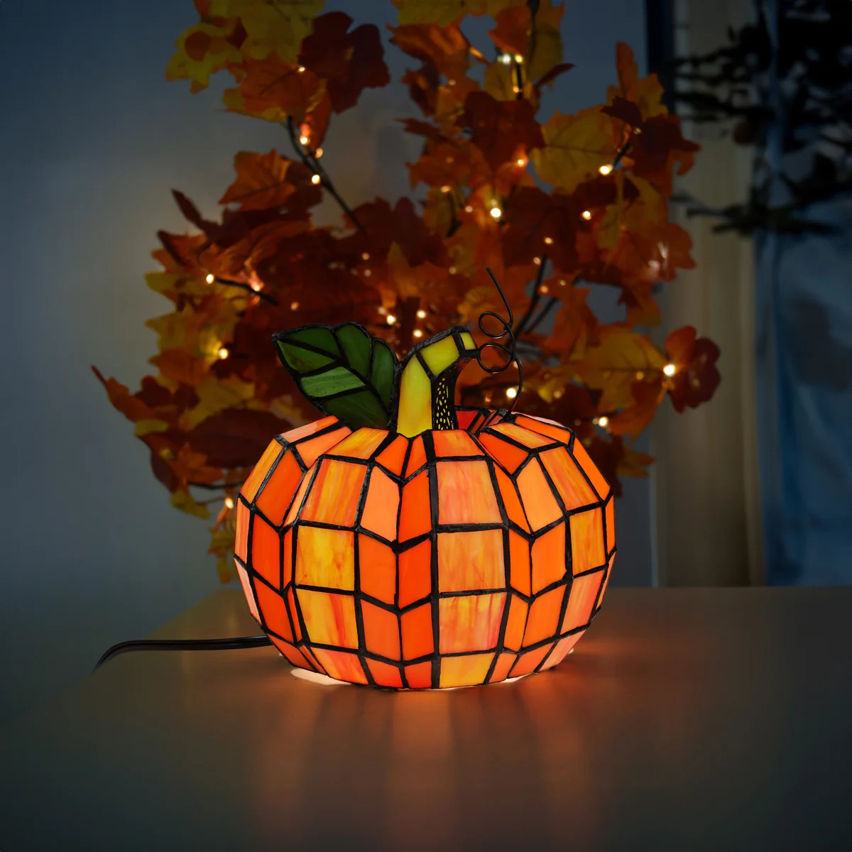 Crew Park Patch the Pumpkin 9"H Stained Glass Accent Light | Wayfair North America