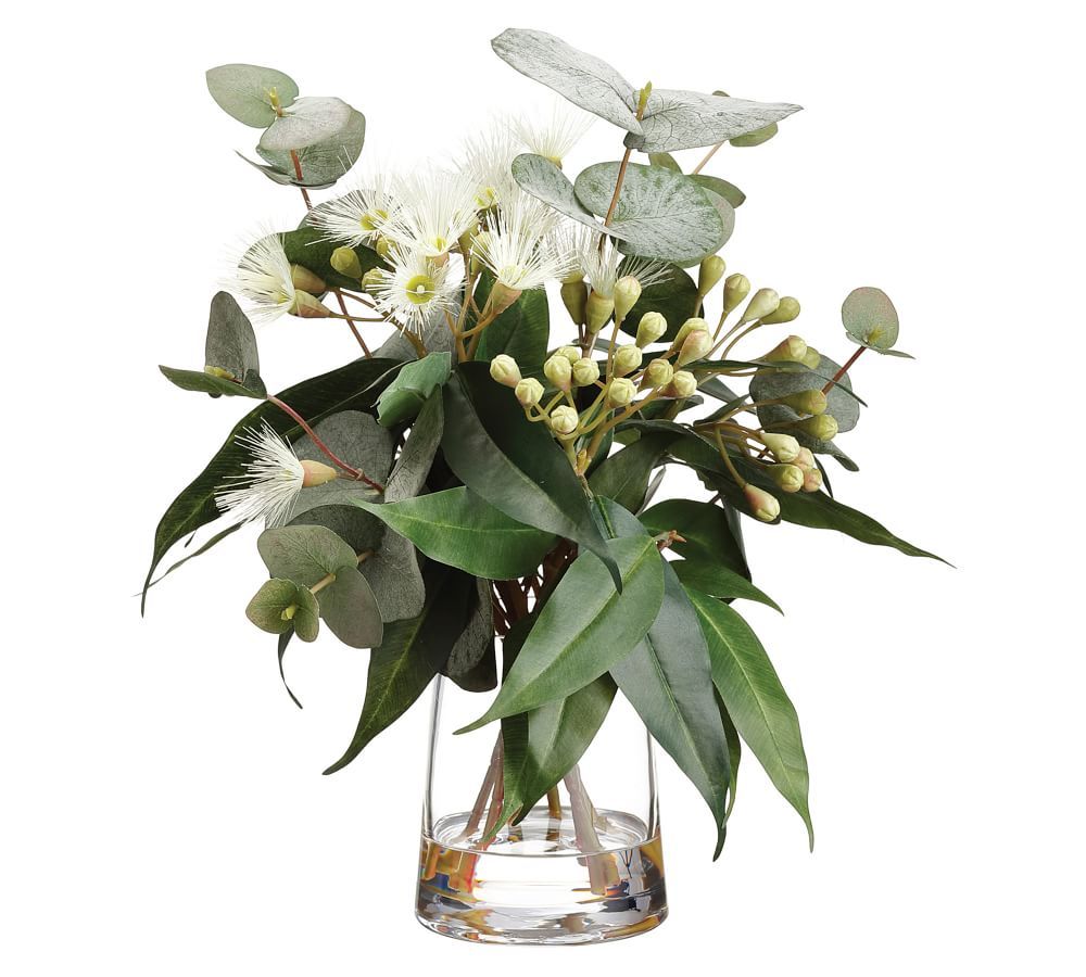 Faux Eucalyptus Arrangement In Glass Vase | Pottery Barn (US)