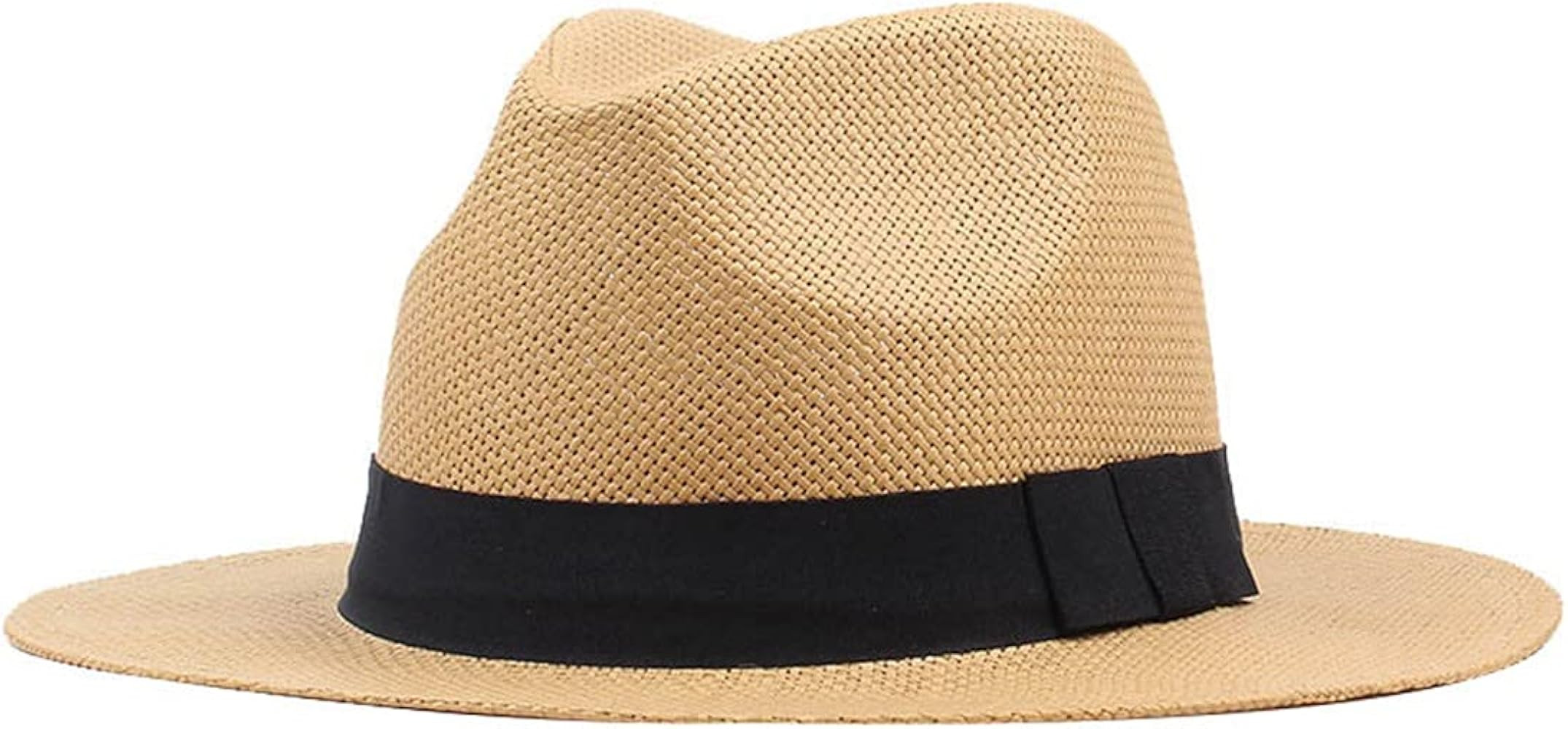 JNKET Men Women Wide Brim Panama Hat Straw Hat Summer Beach Sun Hat | Amazon (US)
