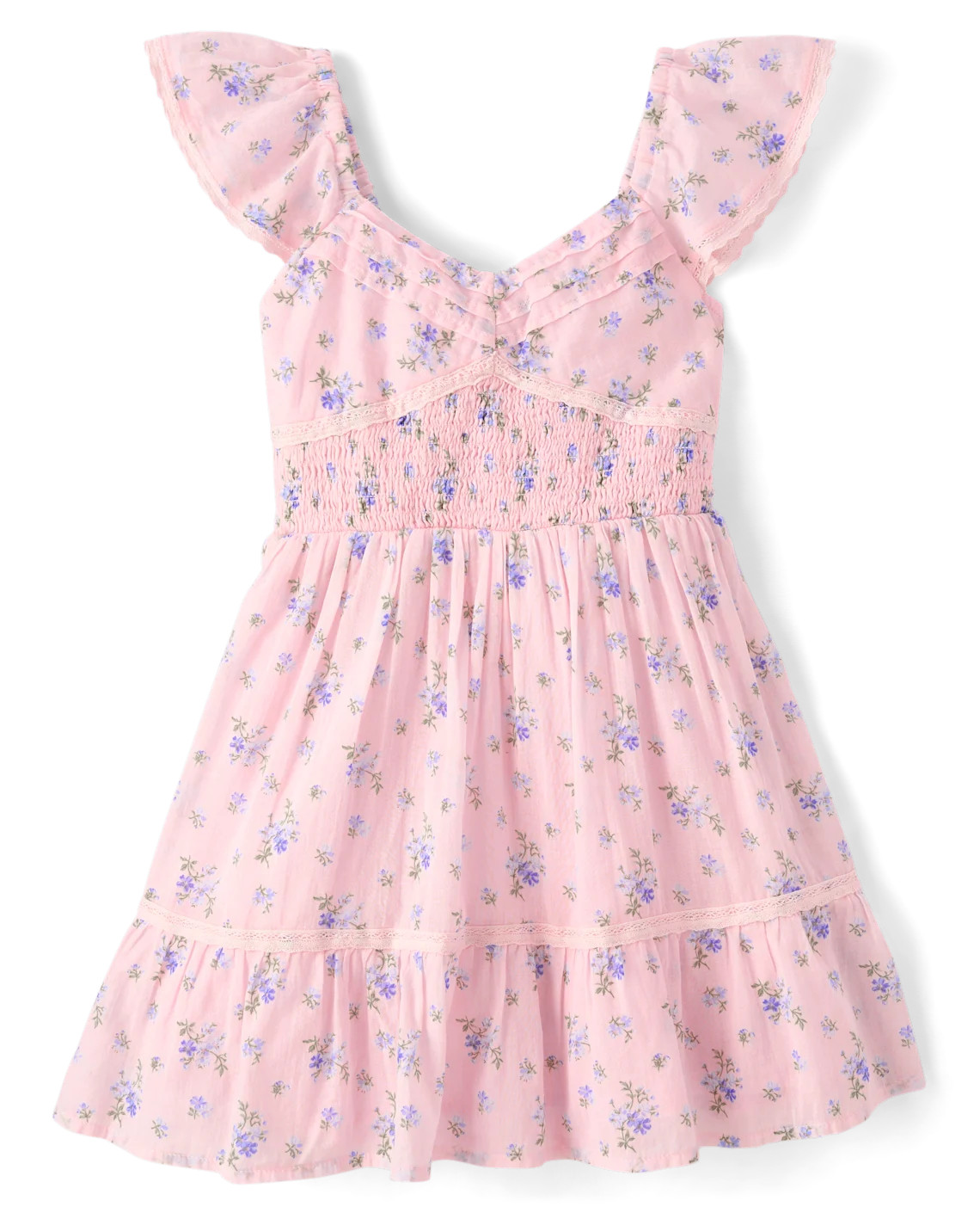 Girls Floral Pleated Smocked Dress - pink | The Children's Place