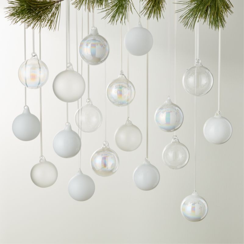 White Christmas Ornaments Set of 18 | CB2 | CB2