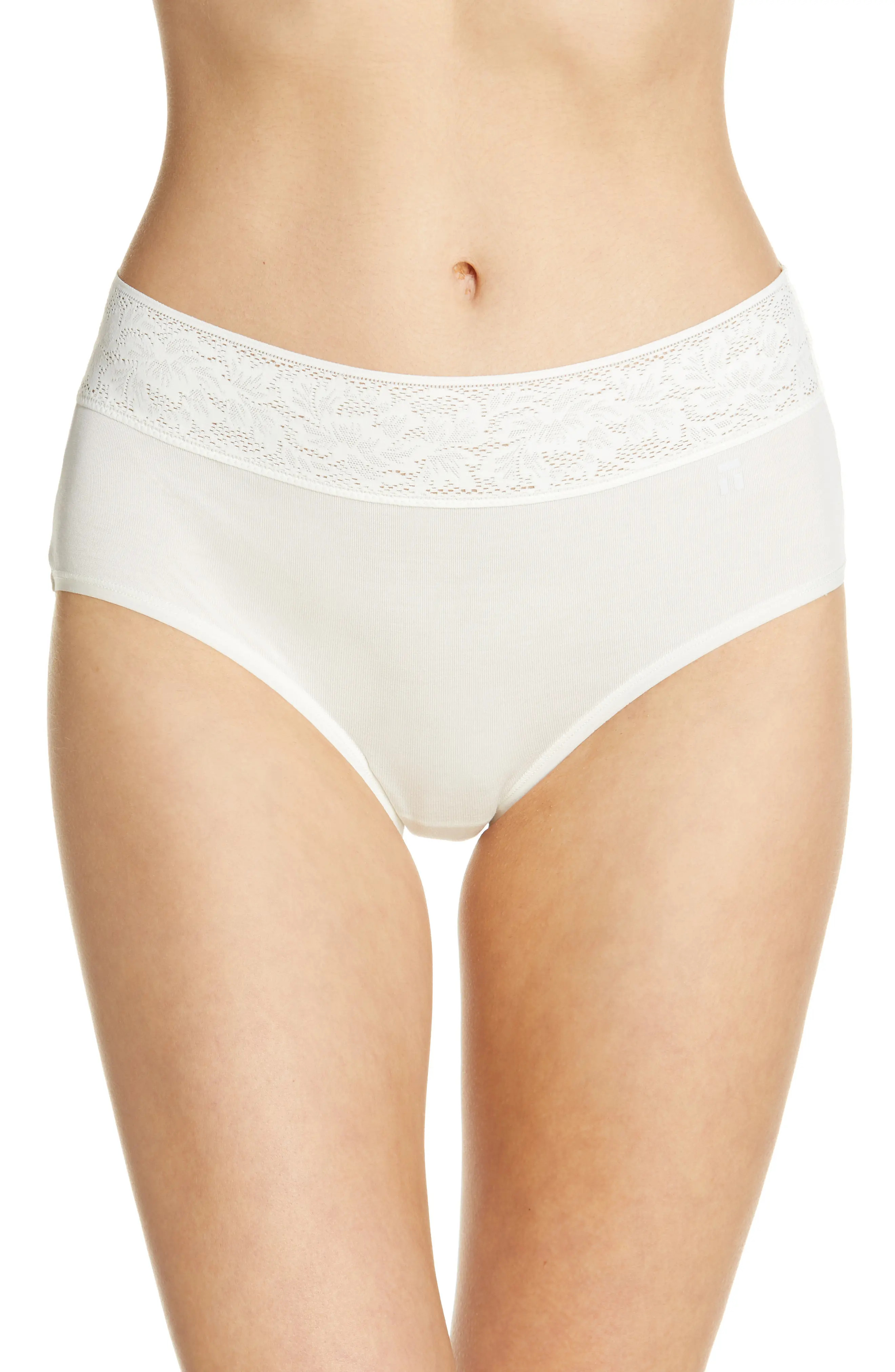Tommy John Second Skin High Waist Lace Briefs in Coconut Milk at Nordstrom, Size Medium | Nordstrom