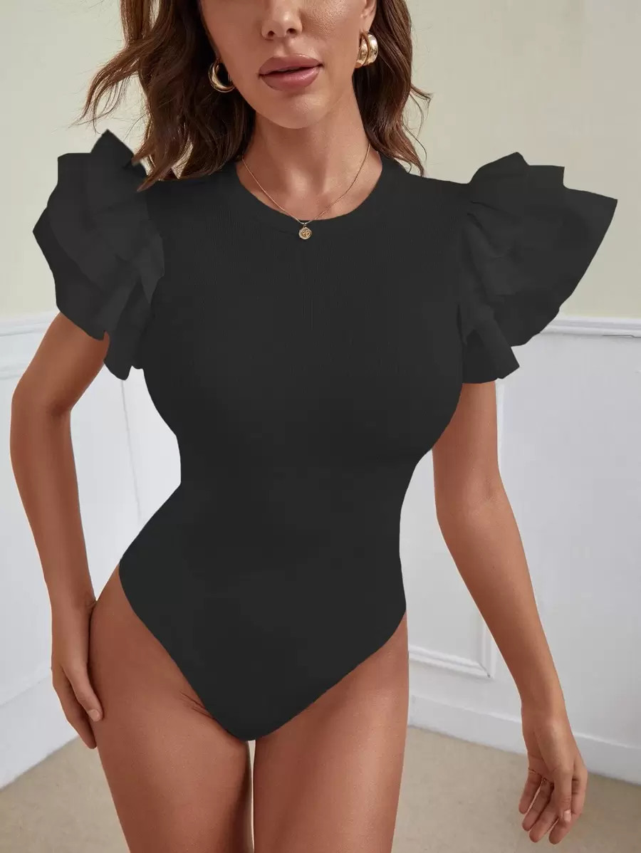 Layered Sleeve Ribbed Solid Bodysuit SKU: sw2107280422470402(1000+ Reviews)$12.00$11.40Join for a... | SHEIN