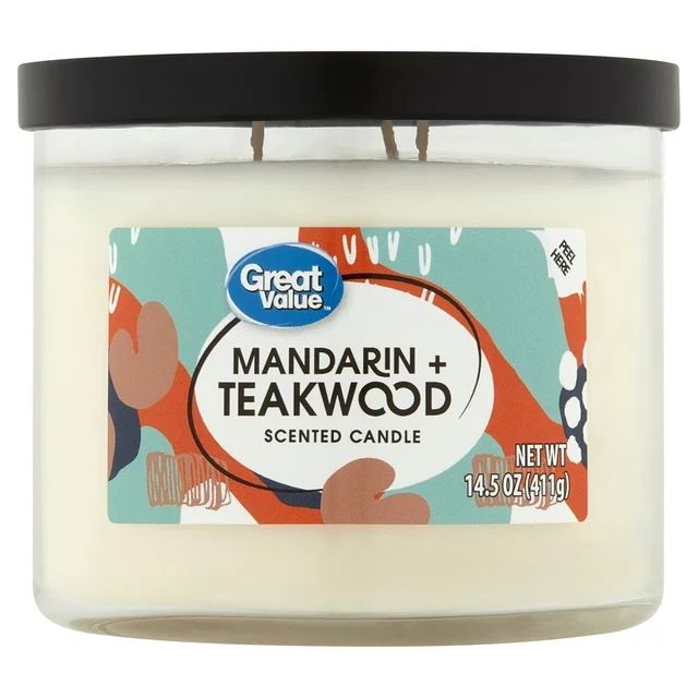 Great Value Mandarin & Teakwood Aromatherapy Candles Scented, 14 oz | Walmart (US)