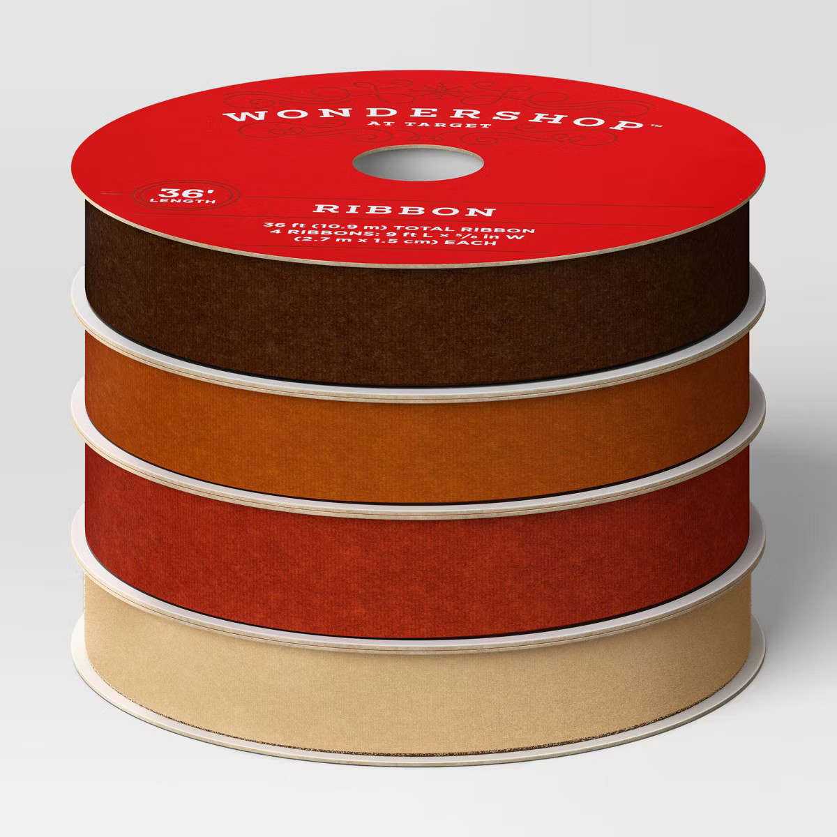 4pk Christmas Velvet Ribbon Gift Packaging Accessories Brown/Beige/Rust/Orange - Wondershop™ | Target