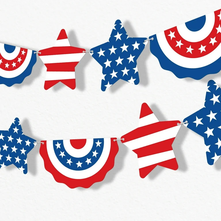 Big Dot of Happiness Stars & Stripes Patriotic Garland Banner, 4th of July Party Decor Backdrop, ... | Walmart (US)