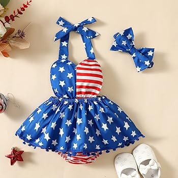 Magic Park Infant 4th of July Romper Dress Baby Girl Independence Day Outfit Toddler Patriotic Cl... | Amazon (US)
