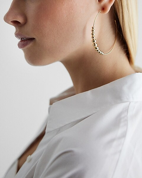 Gold Ball Post Back Hoop Earrings | Express