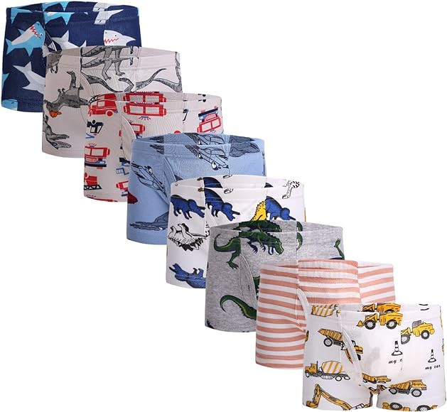 Taxzode Little Boys Soft 100% Cotton Briefs Dinosaur Truck Shark Baby Toddler Kids Underwear 6-8P... | Amazon (US)