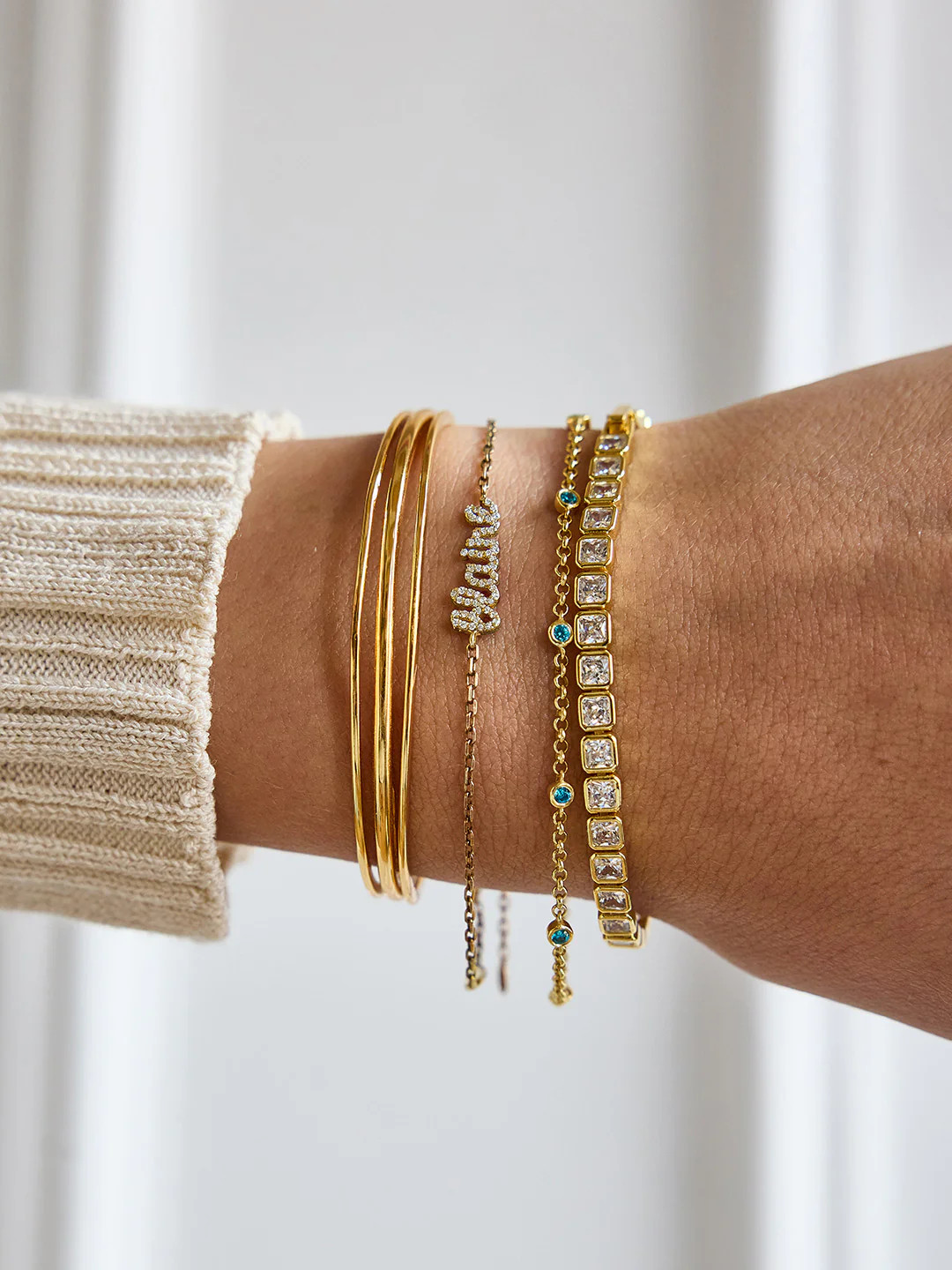 Kristin 18K Gold Tennis Bracelet - Square Bezel | BaubleBar
