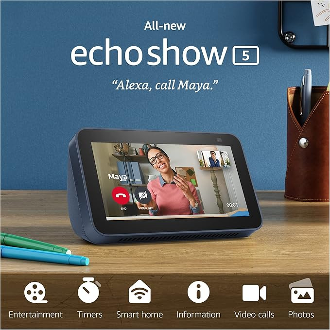 Echo Show 5 (2nd Gen, 2021 release) | Smart display with Alexa and 2 MP camera | Deep Sea Blue | Amazon (US)