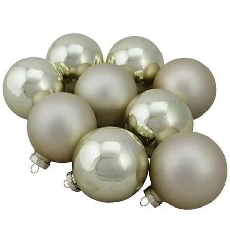 9-Piece Shiny and Matte Gold Glass Ball Christmas Ornament Set 2.5"" (65mm) | Walmart (US)