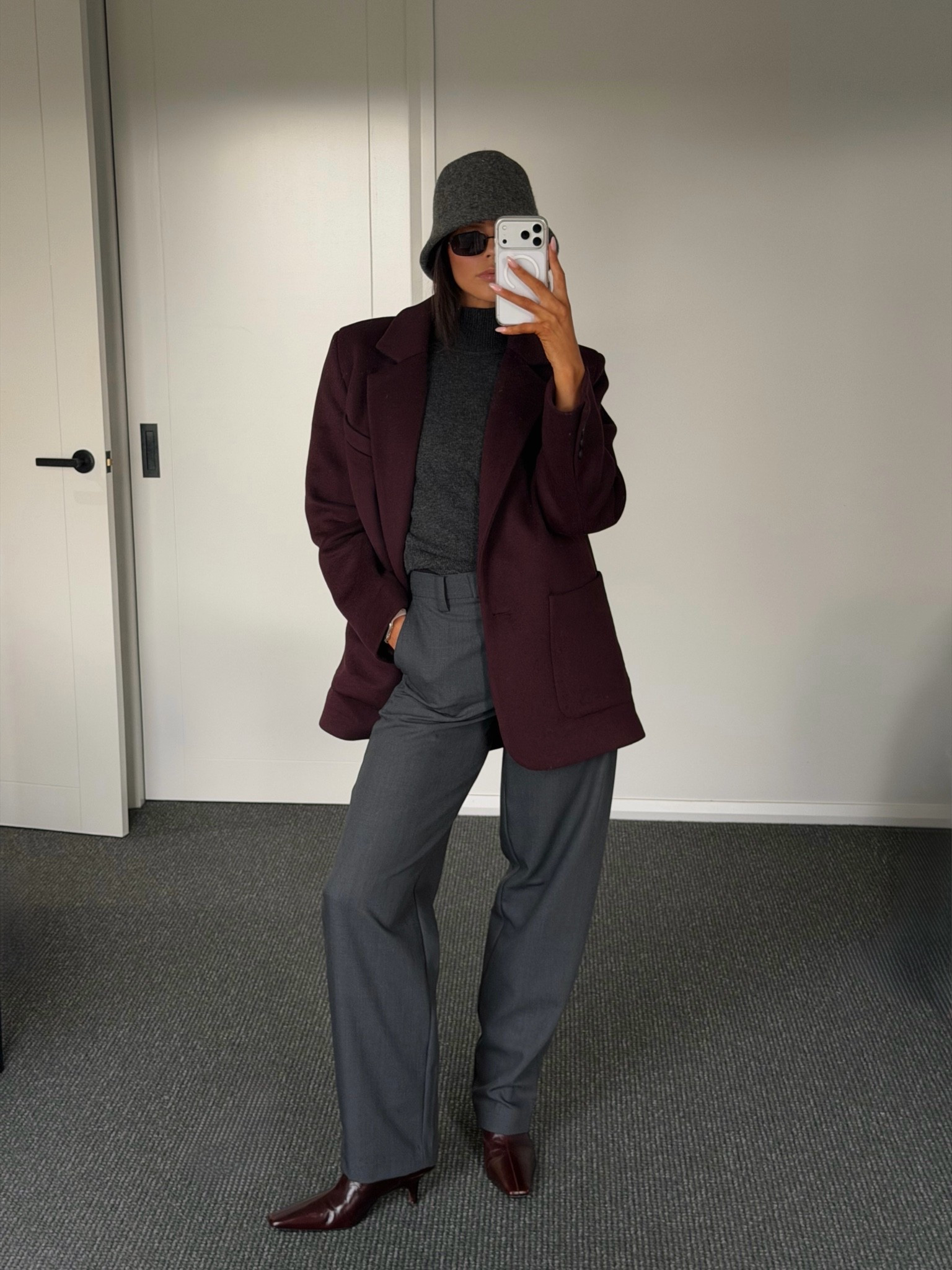 A chic colour combination burgundy and grey! #burgundy #grey #colourcombo #winterdressing

#LTKaustralia #LTKwinter #LTKstyletip