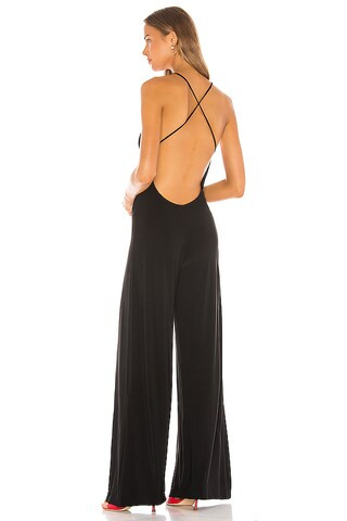 Norma Kamali Low Back Slip Jumpsuit in Black from Revolve.com | Revolve Clothing (Global)