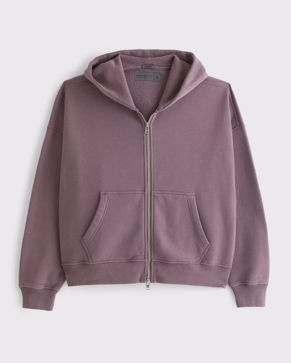 Essential Cropped Full-Zip Hoodie | Abercrombie & Fitch (US)