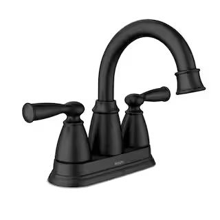 MOEN Banbury 4 in. Centerset Double Handle High-Arc Bathroom Faucet in Matte Black 84943BL - The ... | The Home Depot