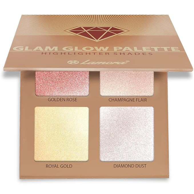 Highlighter Palette Makeup Iluminador - Glow Bronzer Powder Kit With Mirror - 4 Highly Pigmented ... | Amazon (US)