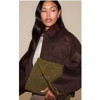 Olive Faux Suede Weave Drawstring Bag | PrettyLittleThing UK