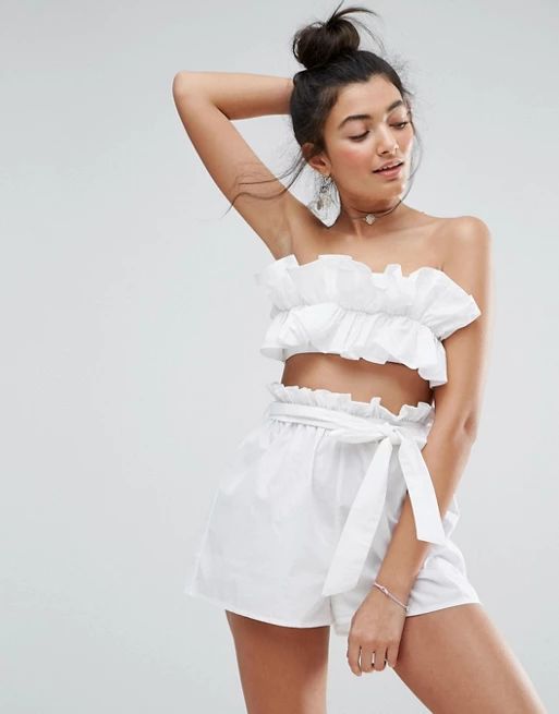 ASOS Beach Co-ord Bandeau Top With Ruched Frill Detail | ASOS US