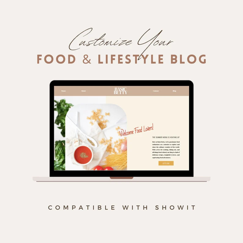 Food Blogger Website Template, Showit Template for Bloggers, Showit Website Template, Food Blogge... | Etsy (US)