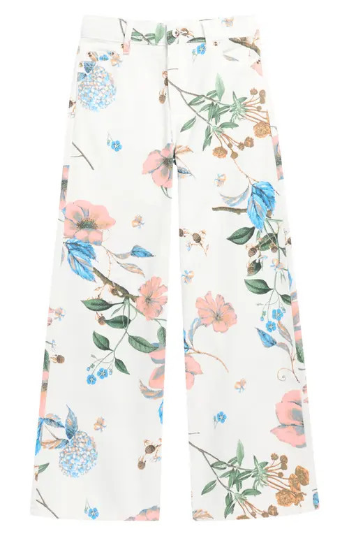 Tractr Kids' Floral Wide Leg Jeans at Nordstrom, Size 16 | Nordstrom