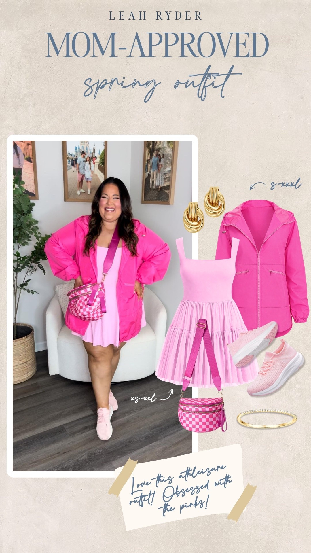 This is one of those outfits that’s cute and practical (which is rare 😂). The dress is lightweight and easy to move in, and the jacket is perfect for layering on cooler mornings. Sneakers make it mom-life approved, but you could totally swap for sandals to dress it up a bit. Obsessed with all the pinks in this one 💗

#LTKPlusSize #LTKActive