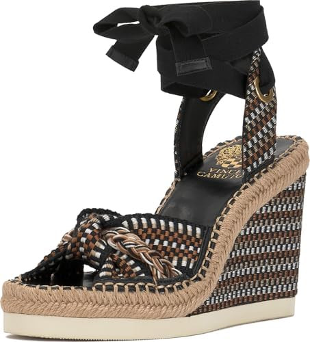 Amazon.com | Vince Camuto Women's Bealie Woven Lace Up Wedge Sandal | Platforms & Wedges | Amazon (US)