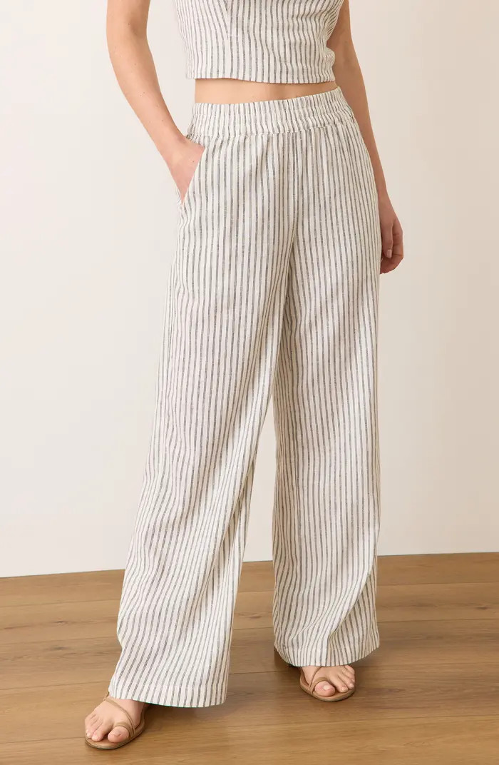 Marine Layer Allison Stripe Pull-On Wide Leg Hemp Blend Pants | Nordstrom | Nordstrom