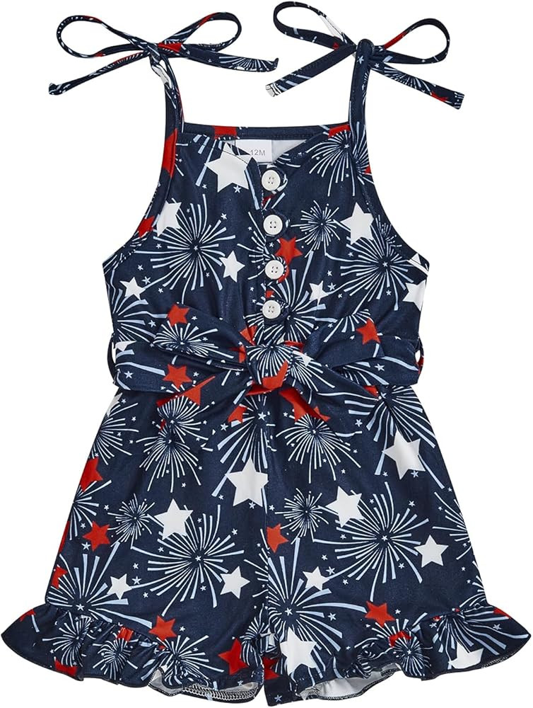 Toddler Girl Clothes Striped Waffle Sleeveless Jumpsuit Casual Shorts Summer Baby Romper 0 6 12 1... | Amazon (US)
