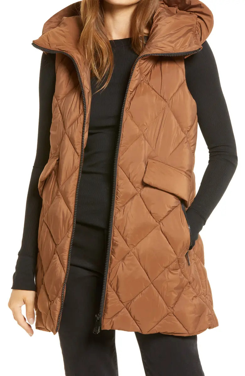 Sam Edelman Quilted Water Repellent Hooded Vest | Nordstrom | Nordstrom