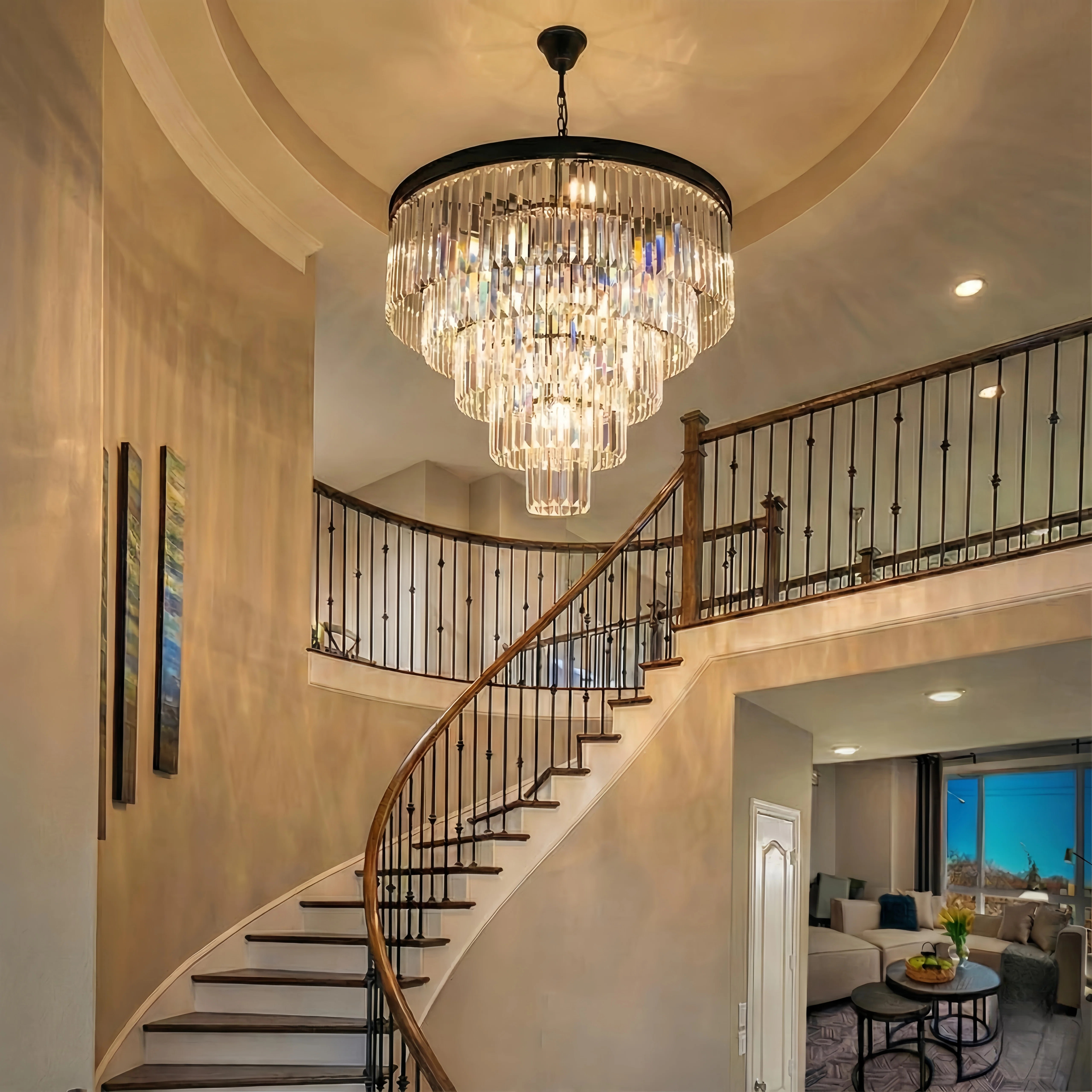 Hallum 12 - Light 31.5“W Dimmable Tiered Modern/Tradtional Chandelier with Crystal Accents for ... | Wayfair North America