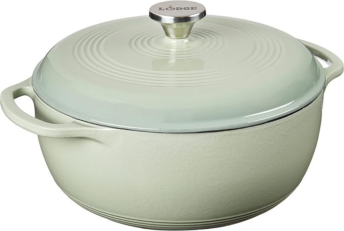 Lodge 6 Quart Enameled Cast Iron Dutch Oven with Lid – Dual Handles – Oven Safe up to 500° F... | Amazon (US)