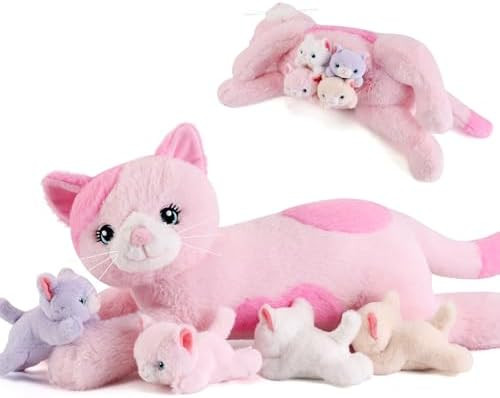 5 Pieces Cat Stuffed Animals with Babies Inside Belly - 1 Mommy Stuffed Cat with 4 Kittens - Stuf... | Amazon (CA)