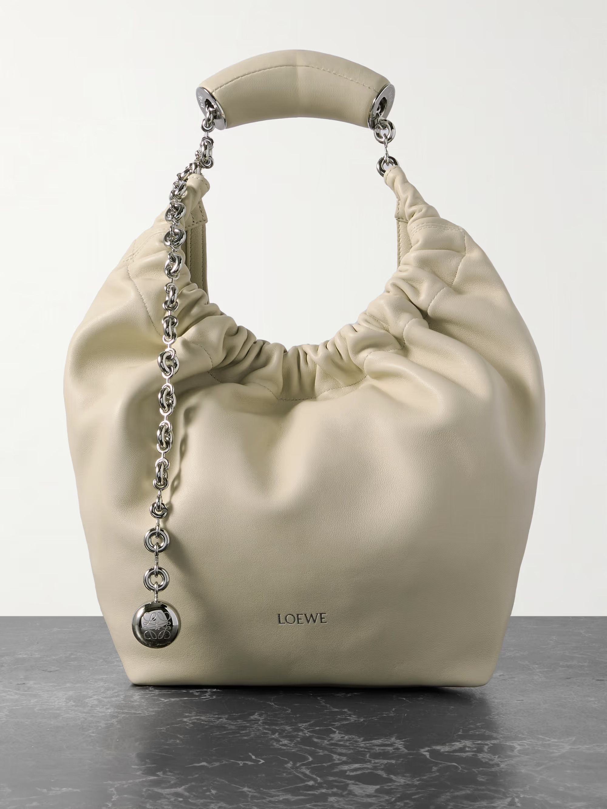 Squeeze small chain-embellished gathered leather shoulder bag | NET-A-PORTER (US)